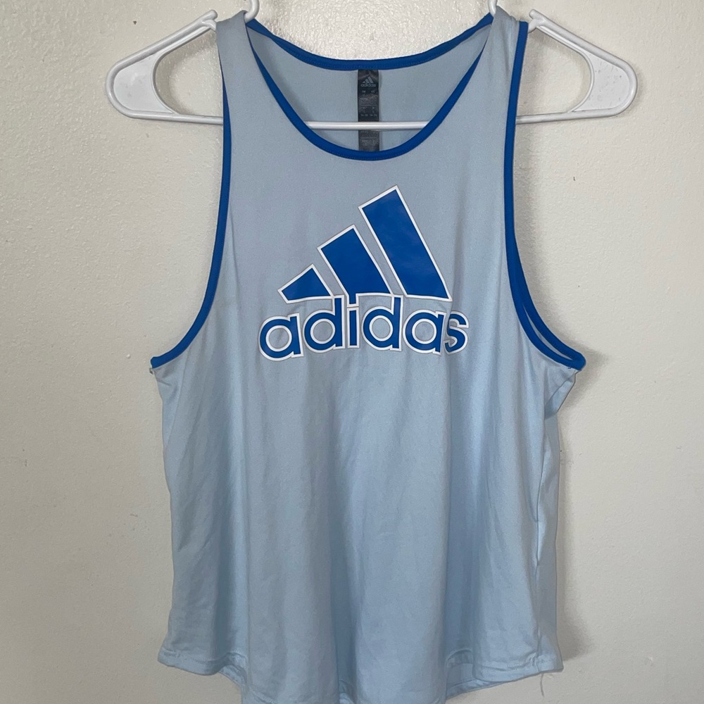 Retro Adidas Blue Logo Tank Top • Size Small